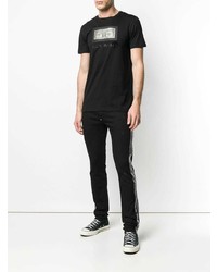 schwarzes bedrucktes T-Shirt mit einem Rundhalsausschnitt von Philipp Plein