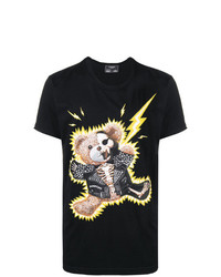 schwarzes bedrucktes T-Shirt mit einem Rundhalsausschnitt von Dom Rebel