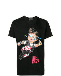 schwarzes bedrucktes T-Shirt mit einem Rundhalsausschnitt von Dom Rebel