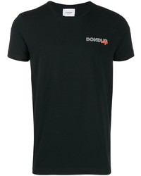 schwarzes bedrucktes T-Shirt mit einem Rundhalsausschnitt von Dondup