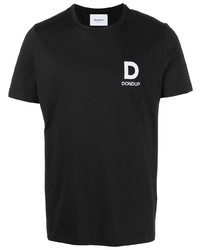 schwarzes bedrucktes T-Shirt mit einem Rundhalsausschnitt von Dondup