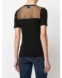 schwarzes bedrucktes T-Shirt mit einem Rundhalsausschnitt von Dondup