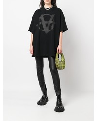 schwarzes bedrucktes T-Shirt mit einem Rundhalsausschnitt von Vetements