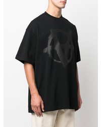 schwarzes bedrucktes T-Shirt mit einem Rundhalsausschnitt von Vetements