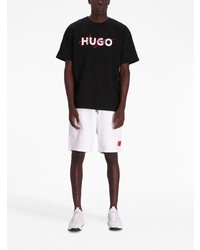 schwarzes bedrucktes T-Shirt mit einem Rundhalsausschnitt von Hugo