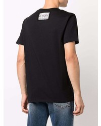 schwarzes bedrucktes T-Shirt mit einem Rundhalsausschnitt von Just Cavalli