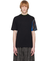 schwarzes bedrucktes T-Shirt mit einem Rundhalsausschnitt von Dries Van Noten