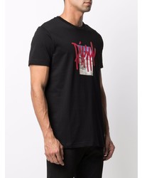 schwarzes bedrucktes T-Shirt mit einem Rundhalsausschnitt von Diesel