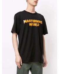 schwarzes bedrucktes T-Shirt mit einem Rundhalsausschnitt von Mastermind World