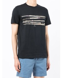 schwarzes bedrucktes T-Shirt mit einem Rundhalsausschnitt von PS Paul Smith