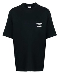 schwarzes bedrucktes T-Shirt mit einem Rundhalsausschnitt von Drôle De Monsieur