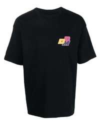 schwarzes bedrucktes T-Shirt mit einem Rundhalsausschnitt von Drôle De Monsieur