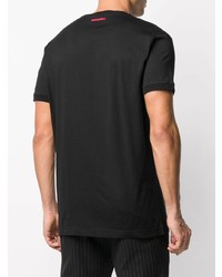 schwarzes bedrucktes T-Shirt mit einem Rundhalsausschnitt von DSQUARED2