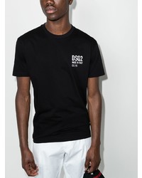 schwarzes bedrucktes T-Shirt mit einem Rundhalsausschnitt von DSQUARED2