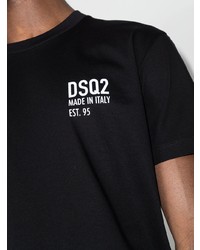 schwarzes bedrucktes T-Shirt mit einem Rundhalsausschnitt von DSQUARED2