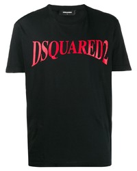 schwarzes bedrucktes T-Shirt mit einem Rundhalsausschnitt von DSQUARED2