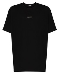 schwarzes bedrucktes T-Shirt mit einem Rundhalsausschnitt von DSQUARED2