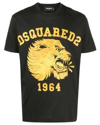 schwarzes bedrucktes T-Shirt mit einem Rundhalsausschnitt von DSQUARED2