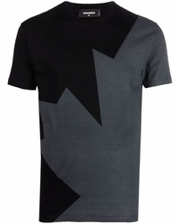 schwarzes bedrucktes T-Shirt mit einem Rundhalsausschnitt von DSQUARED2