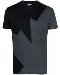 schwarzes bedrucktes T-Shirt mit einem Rundhalsausschnitt von DSQUARED2