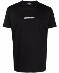 schwarzes bedrucktes T-Shirt mit einem Rundhalsausschnitt von DSQUARED2