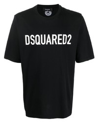 schwarzes bedrucktes T-Shirt mit einem Rundhalsausschnitt von DSQUARED2