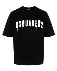 schwarzes bedrucktes T-Shirt mit einem Rundhalsausschnitt von DSQUARED2