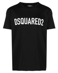 schwarzes bedrucktes T-Shirt mit einem Rundhalsausschnitt von DSQUARED2