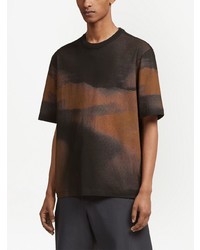 schwarzes bedrucktes T-Shirt mit einem Rundhalsausschnitt von Zegna