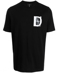 schwarzes bedrucktes T-Shirt mit einem Rundhalsausschnitt von Dunhill