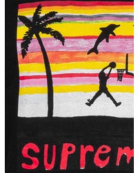 schwarzes bedrucktes T-Shirt mit einem Rundhalsausschnitt von Supreme