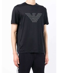 schwarzes bedrucktes T-Shirt mit einem Rundhalsausschnitt von Emporio Armani