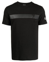 schwarzes bedrucktes T-Shirt mit einem Rundhalsausschnitt von Ea7 Emporio Armani