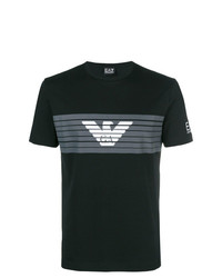 schwarzes bedrucktes T-Shirt mit einem Rundhalsausschnitt von Ea7 Emporio Armani