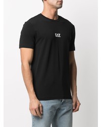 schwarzes bedrucktes T-Shirt mit einem Rundhalsausschnitt von Ea7 Emporio Armani