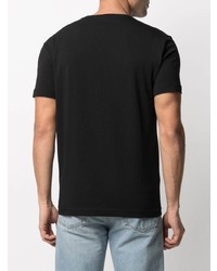 schwarzes bedrucktes T-Shirt mit einem Rundhalsausschnitt von Ea7 Emporio Armani