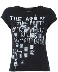 schwarzes bedrucktes T-Shirt mit einem Rundhalsausschnitt von EACH X OTHER