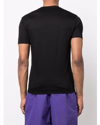 schwarzes bedrucktes T-Shirt mit einem Rundhalsausschnitt von Emporio Armani