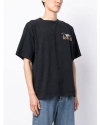 schwarzes bedrucktes T-Shirt mit einem Rundhalsausschnitt von Rhude