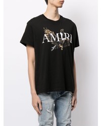 schwarzes bedrucktes T-Shirt mit einem Rundhalsausschnitt von Amiri