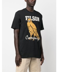 schwarzes bedrucktes T-Shirt mit einem Rundhalsausschnitt von Filson