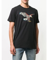 schwarzes bedrucktes T-Shirt mit einem Rundhalsausschnitt von Sss World Corp