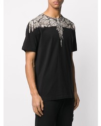 schwarzes bedrucktes T-Shirt mit einem Rundhalsausschnitt von Marcelo Burlon County of Milan