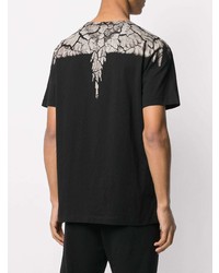 schwarzes bedrucktes T-Shirt mit einem Rundhalsausschnitt von Marcelo Burlon County of Milan