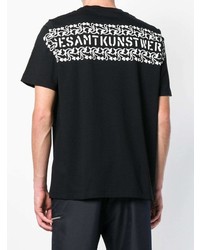 schwarzes bedrucktes T-Shirt mit einem Rundhalsausschnitt von Oamc