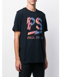 schwarzes bedrucktes T-Shirt mit einem Rundhalsausschnitt von Ps By Paul Smith