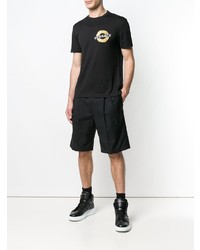 schwarzes bedrucktes T-Shirt mit einem Rundhalsausschnitt von Versace