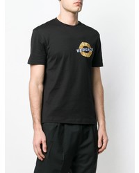 schwarzes bedrucktes T-Shirt mit einem Rundhalsausschnitt von Versace