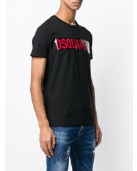 schwarzes bedrucktes T-Shirt mit einem Rundhalsausschnitt von DSQUARED2