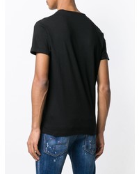 schwarzes bedrucktes T-Shirt mit einem Rundhalsausschnitt von DSQUARED2